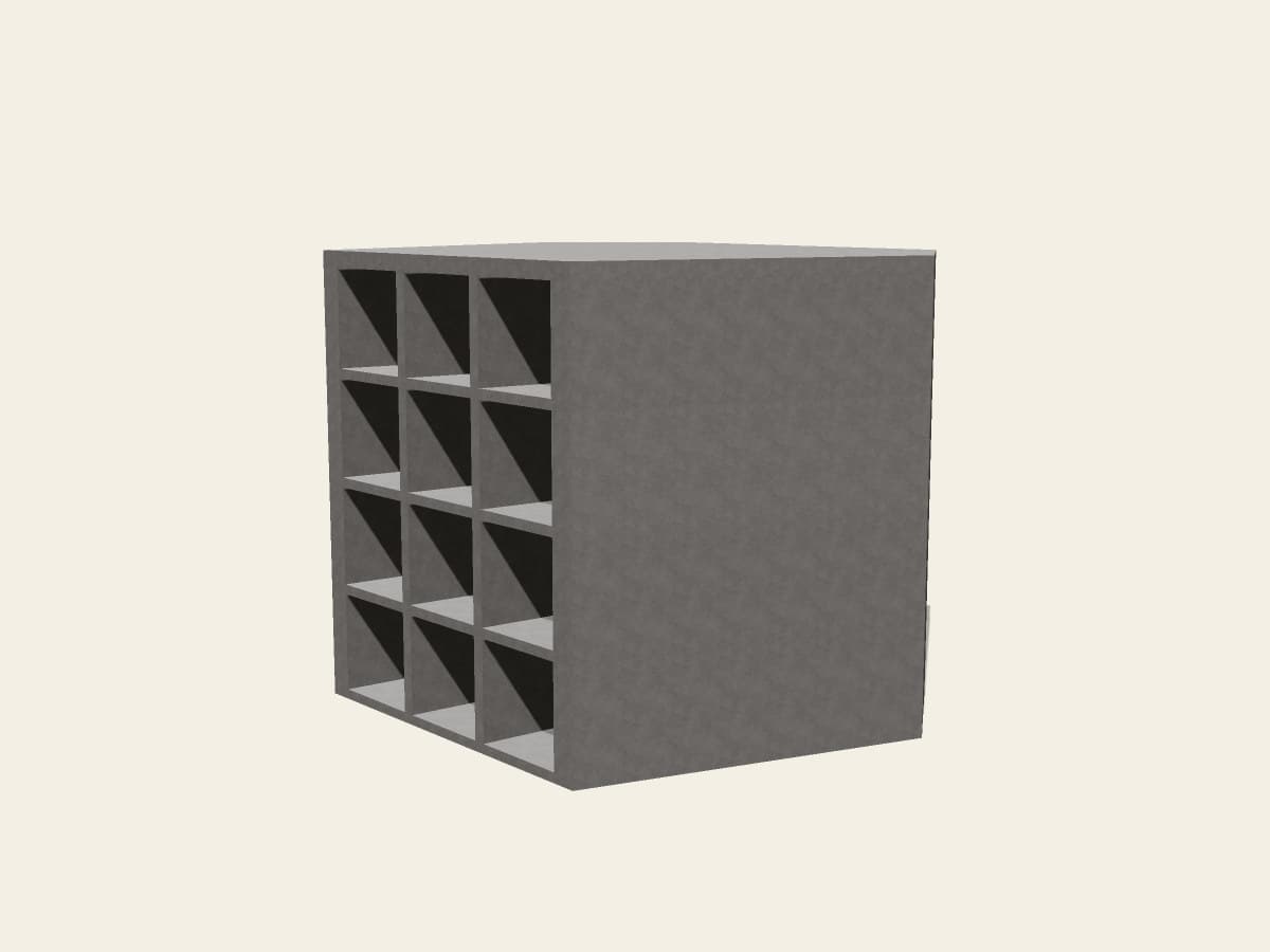 Oblique view of a precast modular unit and its solid return wall.